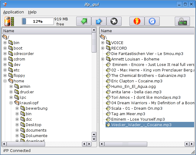 iFP Gui ein Qt Programm fr den iRiver Player